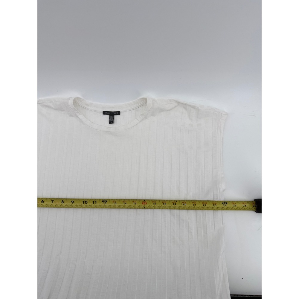 Eileen Fisher Women 1X White Tencel Ribbed Knit Boxy Short Sleeve Top RN78121 - Picture 5 of 5